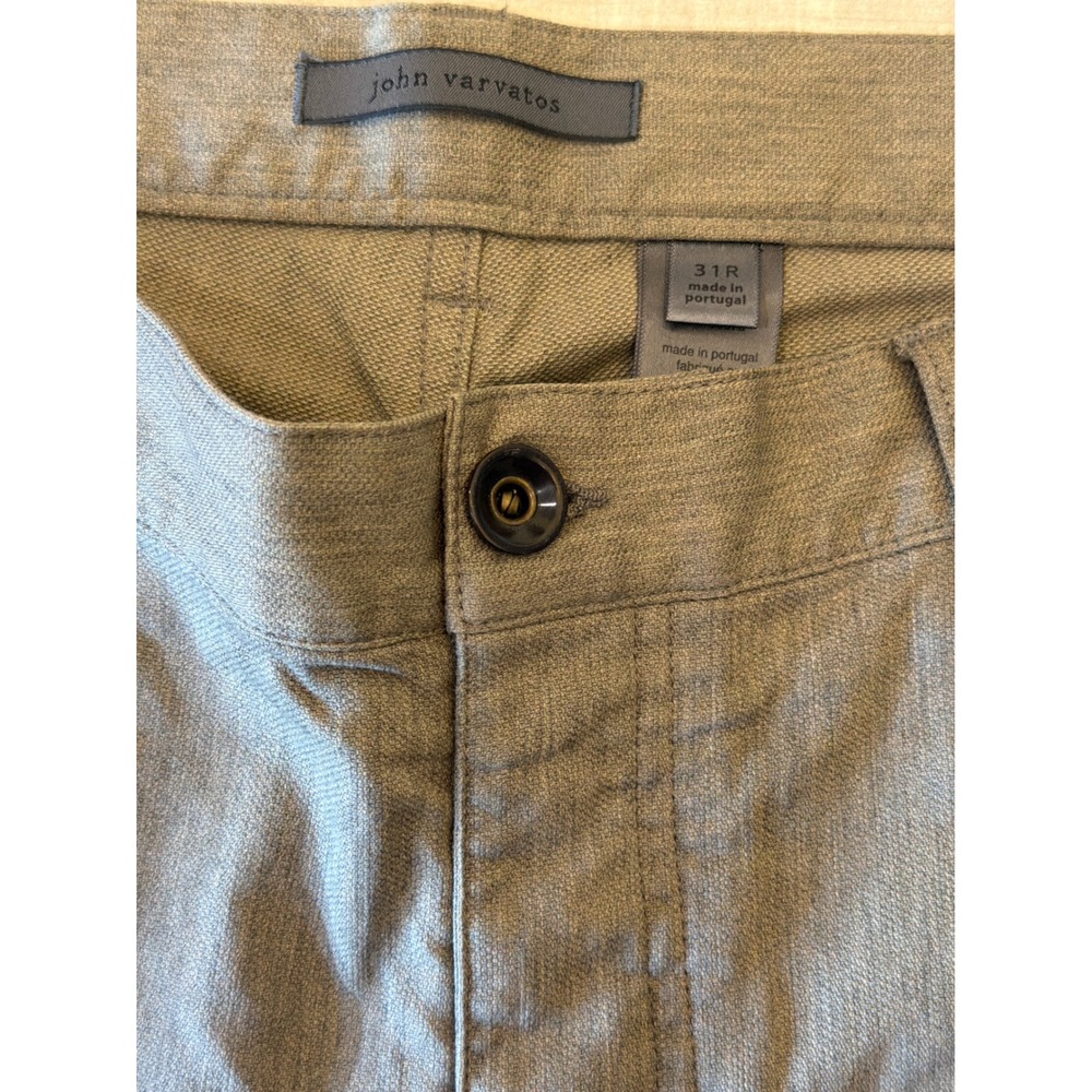 John Varvatos Men 31R Slim Straight Leg Trouser Olive Green  J244S1 AZHA